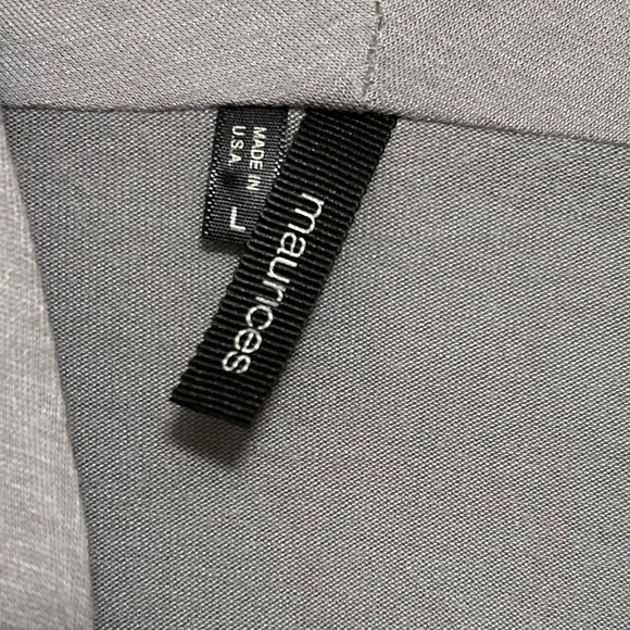 Maurice's Blouse L Gray Faux Wrap Black Tie 3/4 Sleeve V Neck Casual Popover Top - Picture 6 of 8